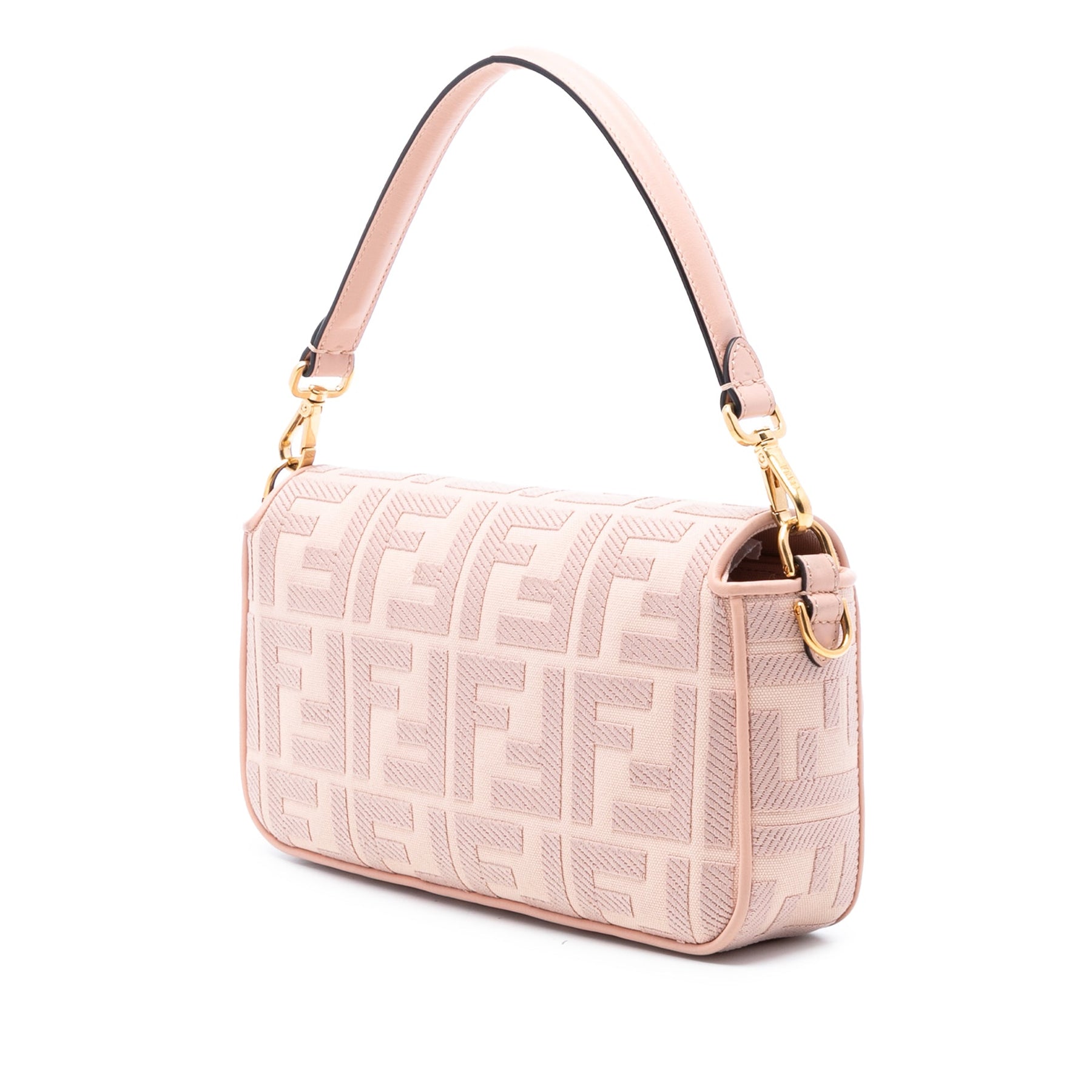 Fendi Zucca Embroidered Canvas Baguette Satchel