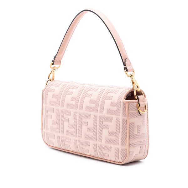 Fendi Zucca Embroidered Canvas Baguette Satchel
