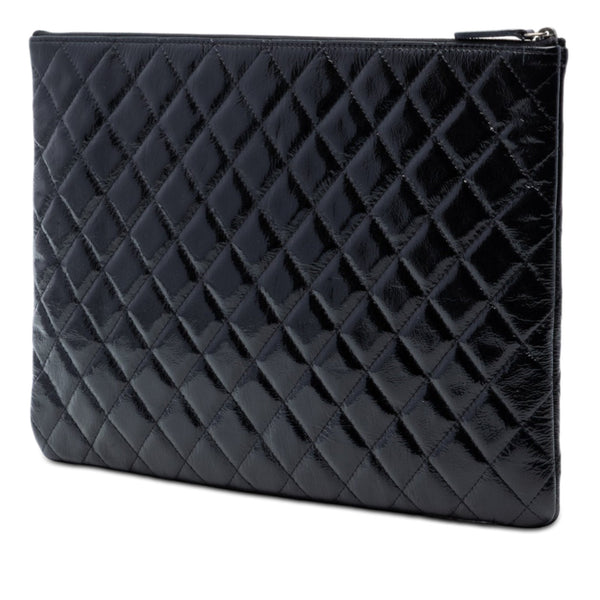 Chanel Large Quilted Patent O Case Clutch