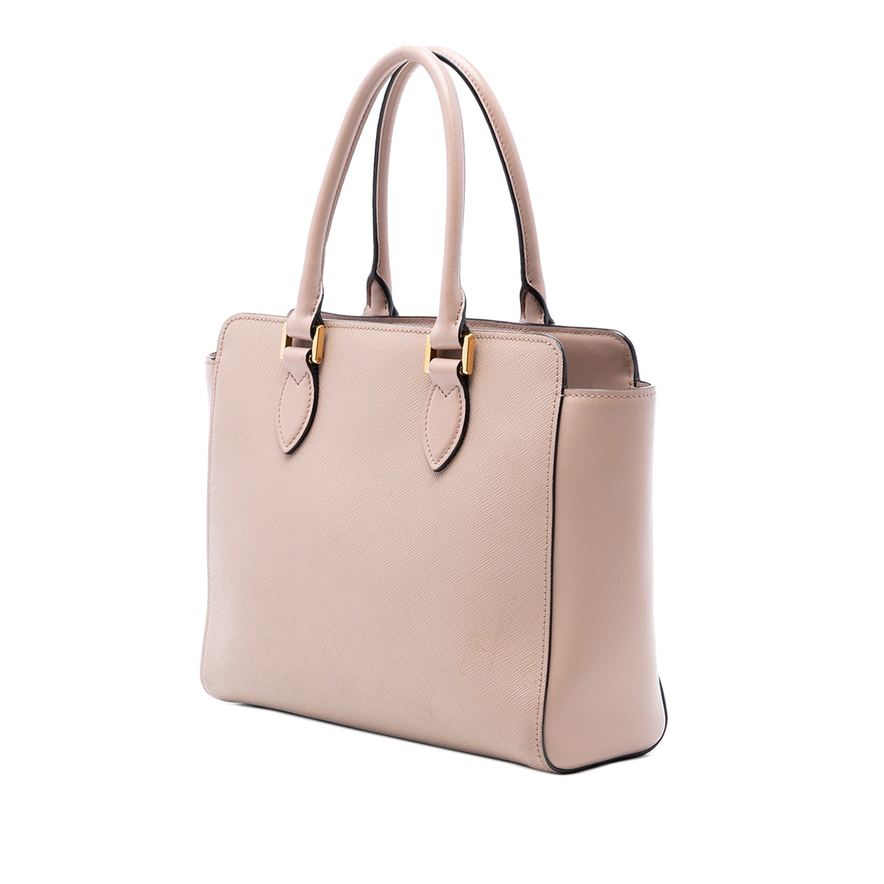 Prada Soft Calf Trimmed Saffiano Lux Open Convertible Tote