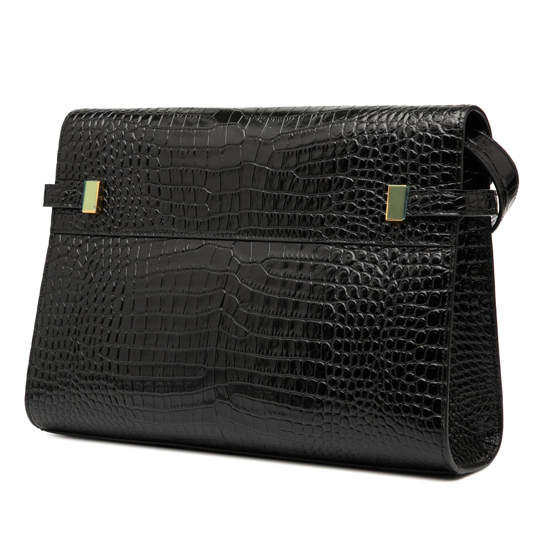 Saint Laurent Medium Shiny Croc Embossed Manhattan Shoulder Bag