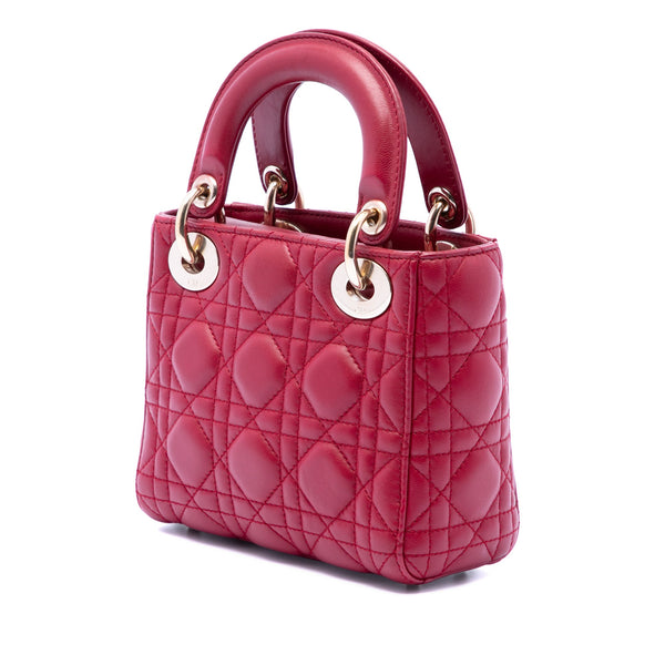 Dior Mini Lambskin Cannage Lady Dior Red