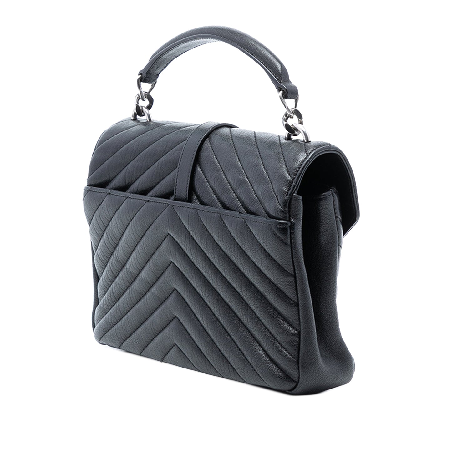 Saint Laurent Medium Chevron Sheepskin Monogram College Satchel