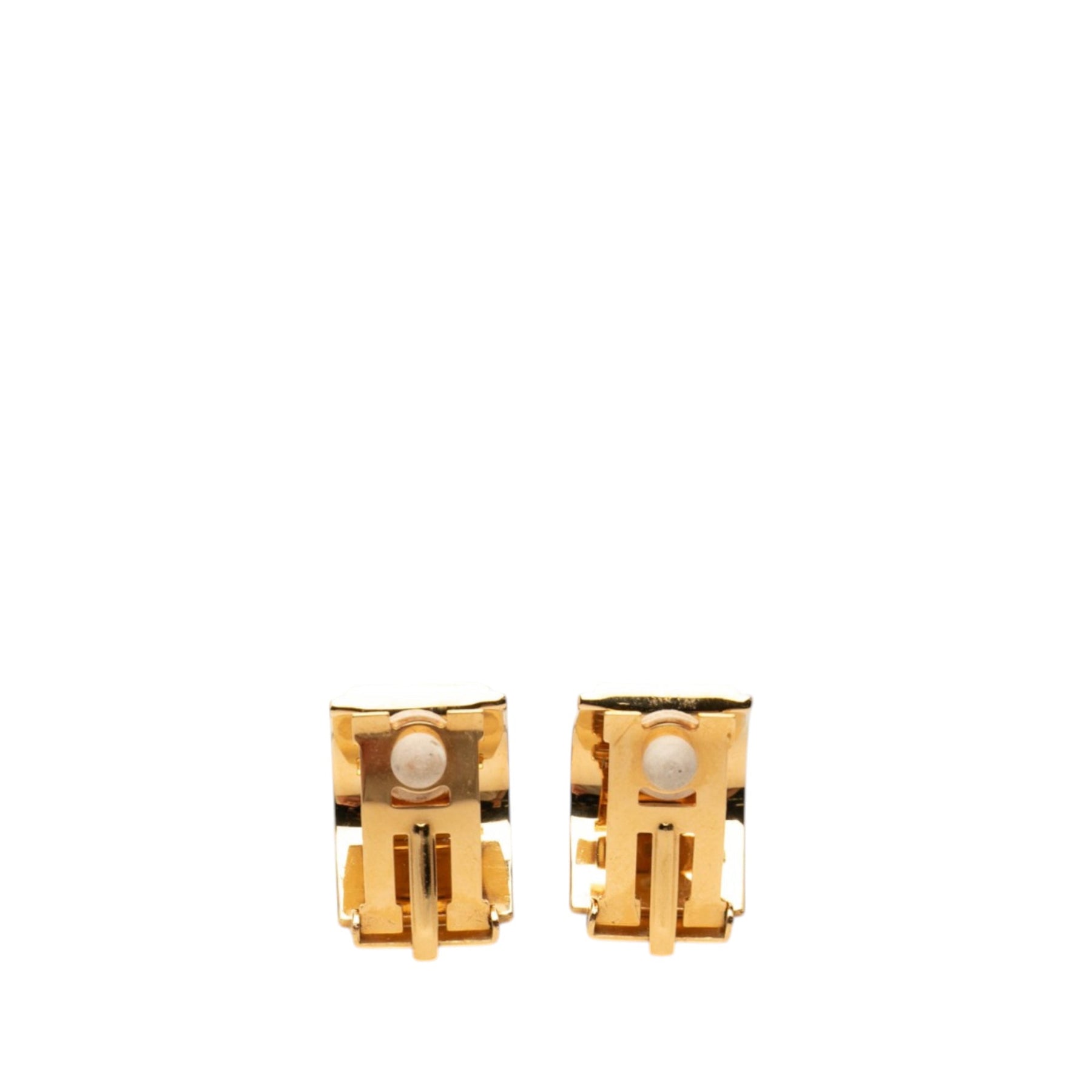 Hermes Gold Plated Enamel Cloisonne Clip On Earrings