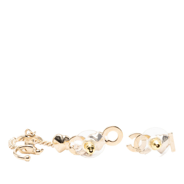 Chanel Gold Plated I Heart CC Coco Strass Ear Cuff Earrings