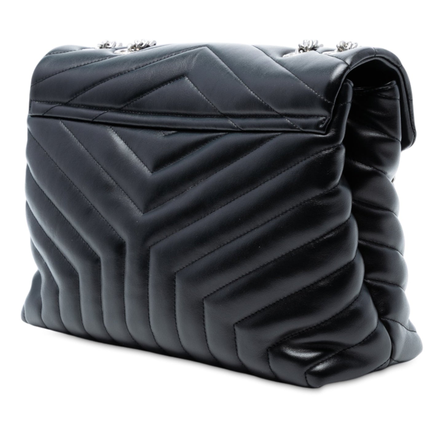 Saint Laurent Medium Chevron Leather Monogram LouLou Shoulder Bag