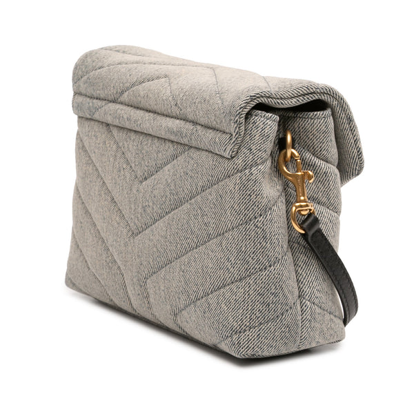 Saint Laurent Toy Matelasse Denim Monogram LouLou Crossbody