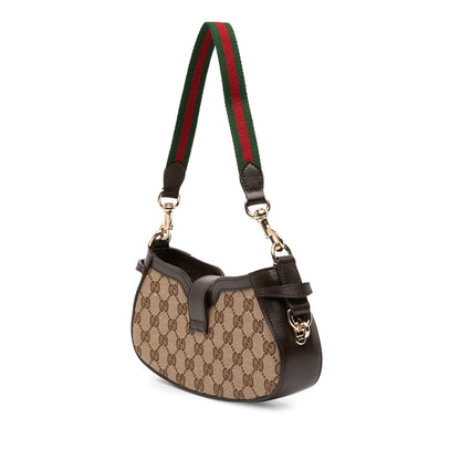 Gucci Mini GG Supreme Moon Side Web Shoulder Bag