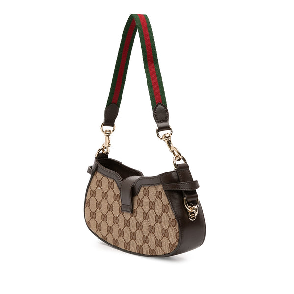 Gucci Mini GG Supreme Moon Side Web Shoulder Bag