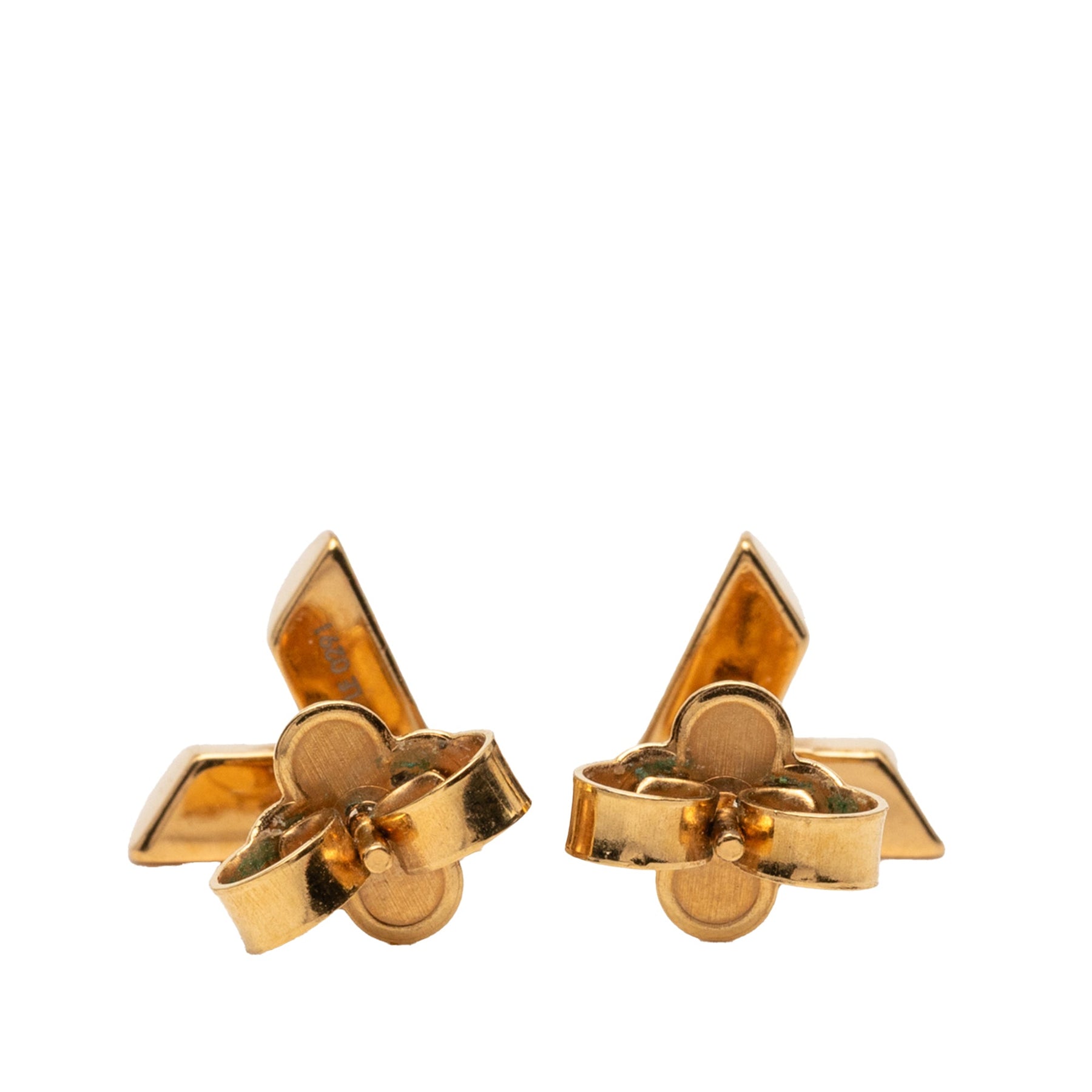 Louis Vuitton Gold Plated Essential V Stud Earrings