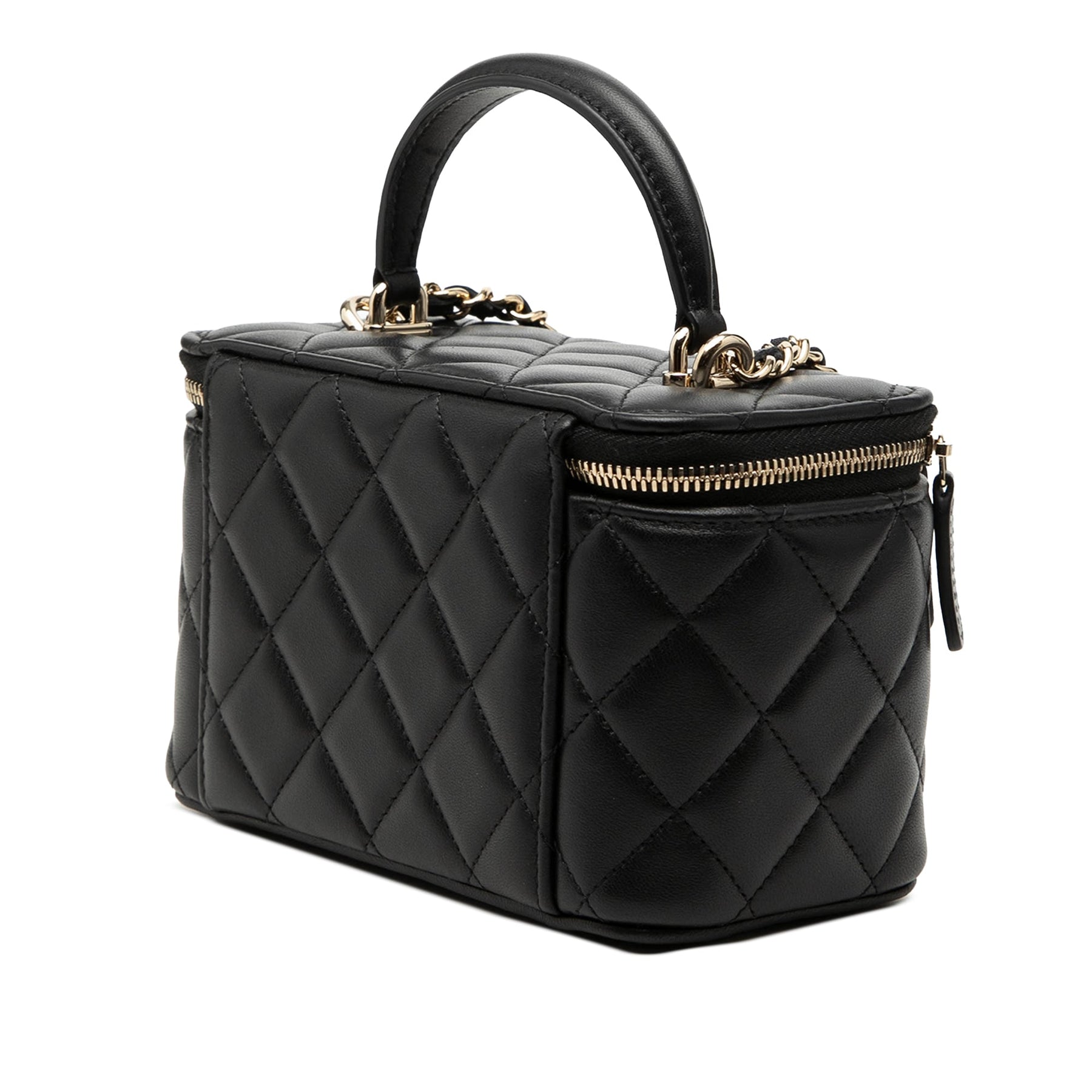 Chanel Small Lambskin Top Handle Vanity Case with Chain