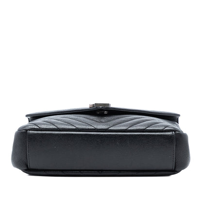 Saint Laurent Medium Chevron Sheepskin Monogram College Satchel