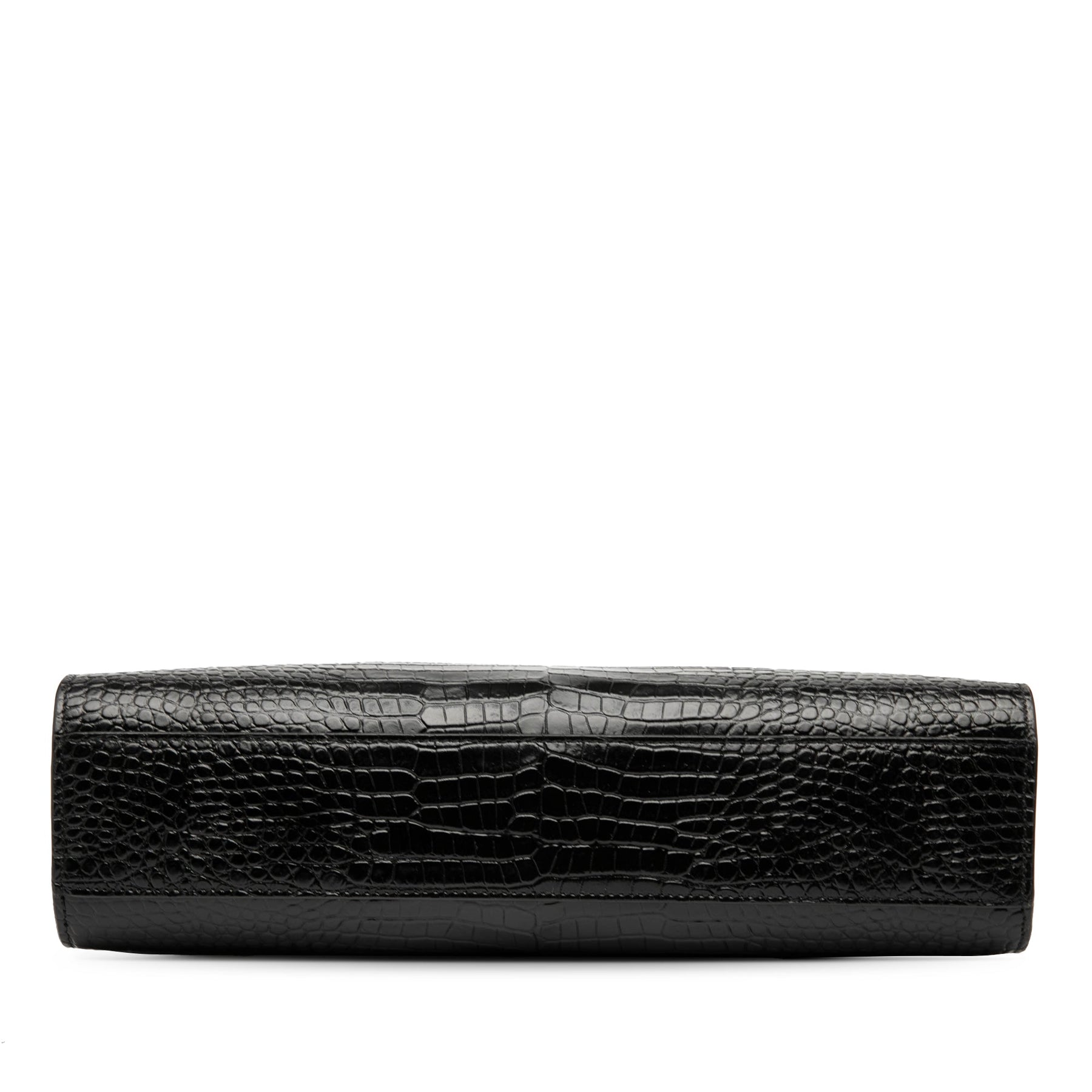 Saint Laurent Medium Shiny Croc Embossed Manhattan Shoulder Bag