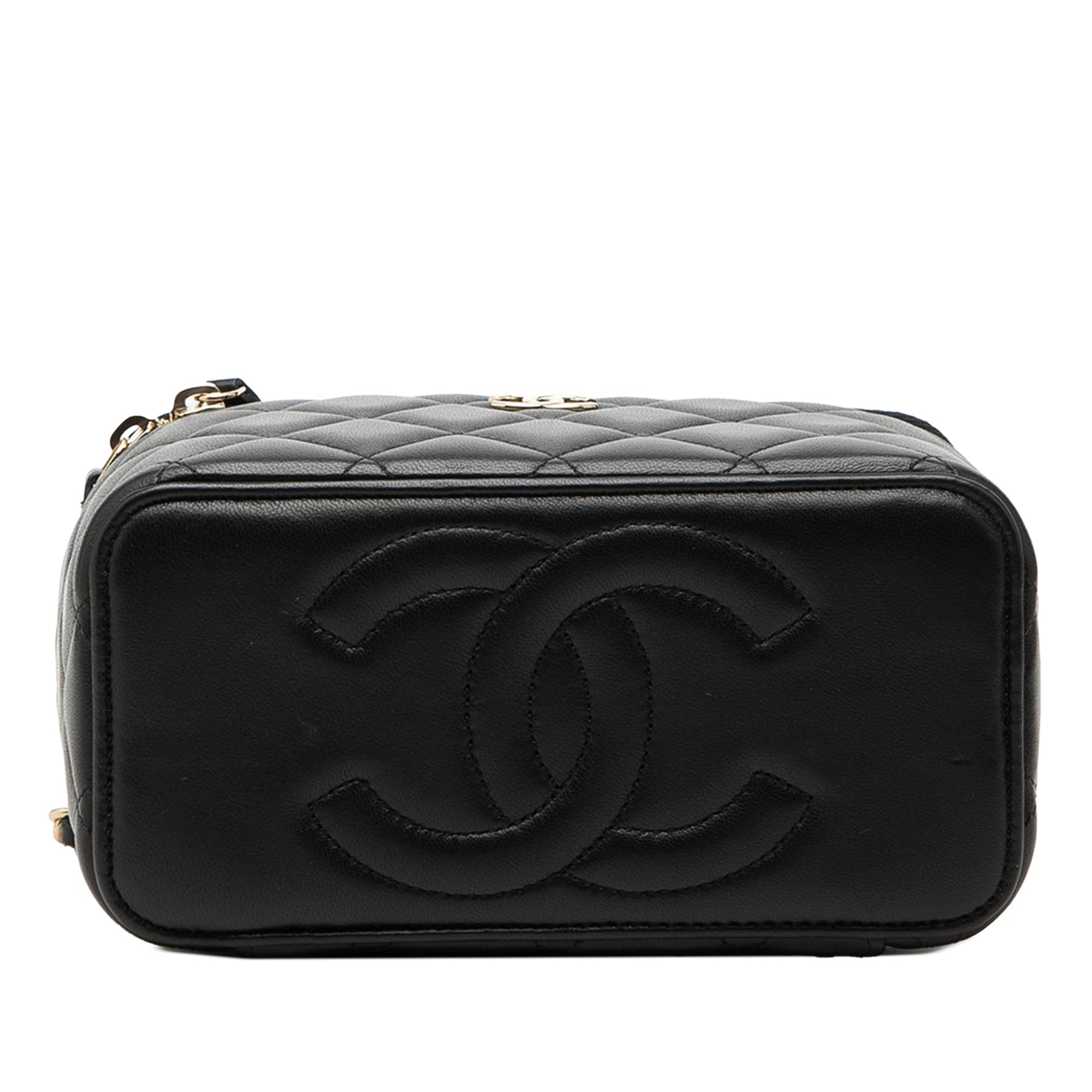 Chanel Small Lambskin Top Handle Vanity Case with Chain