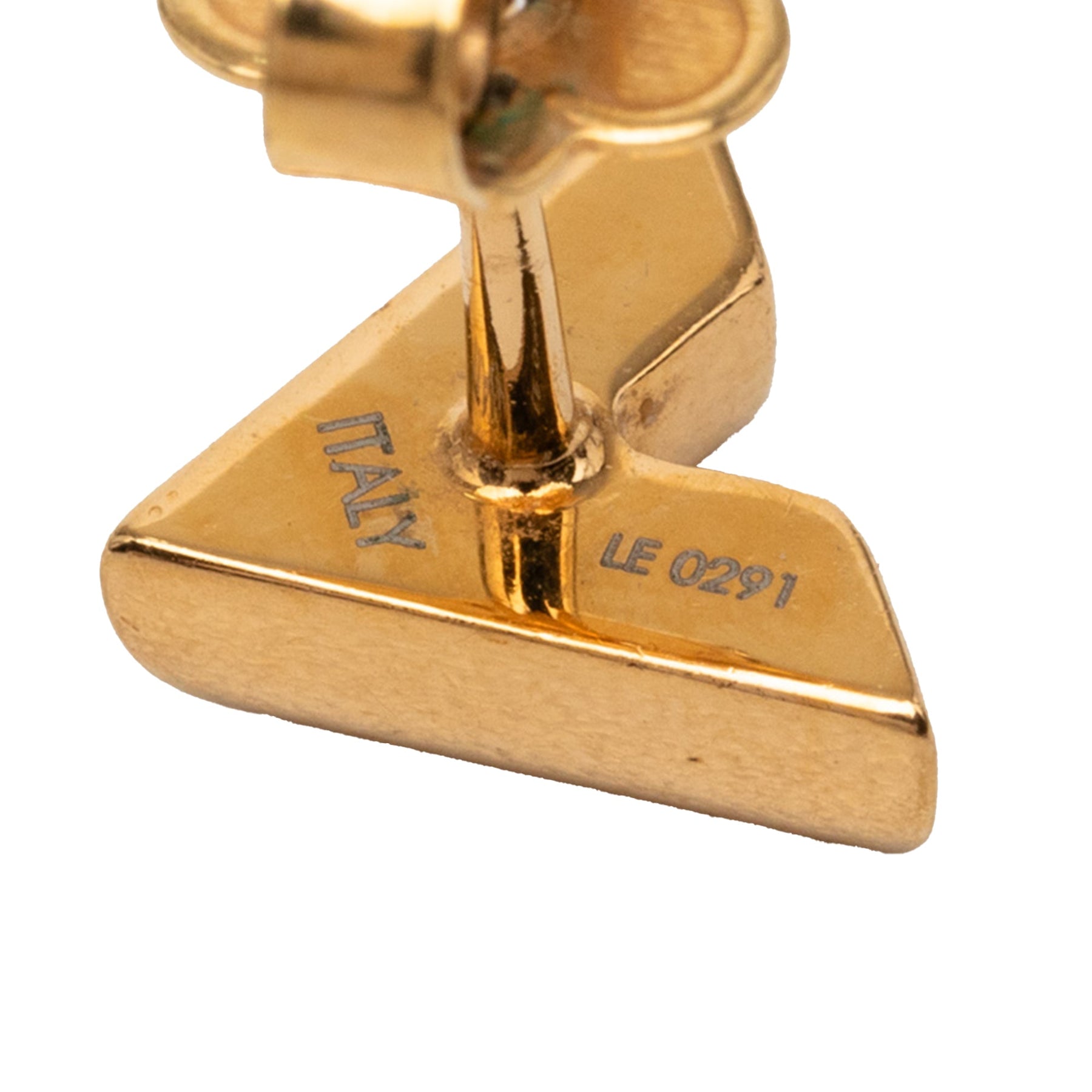 Louis Vuitton Gold Plated Essential V Stud Earrings