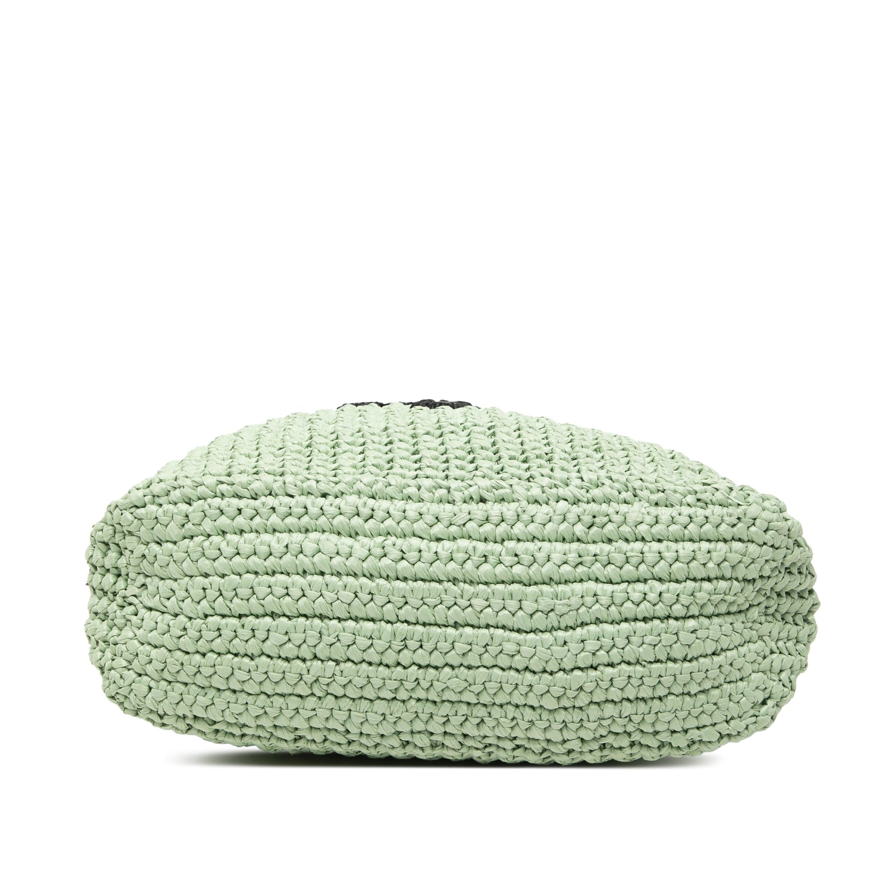 Prada Small Raffia Effect Crochet Embroidered Logo Tote