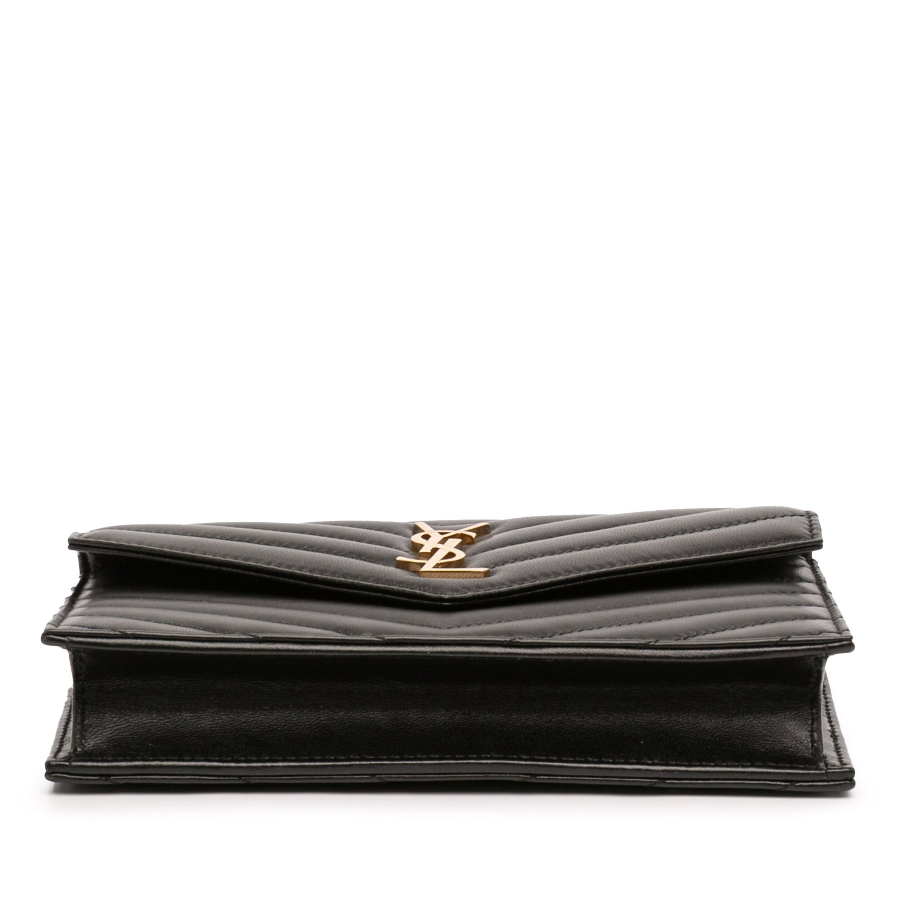 Saint Laurent Chevron Leather Cassandre Envelope Chain Wallet