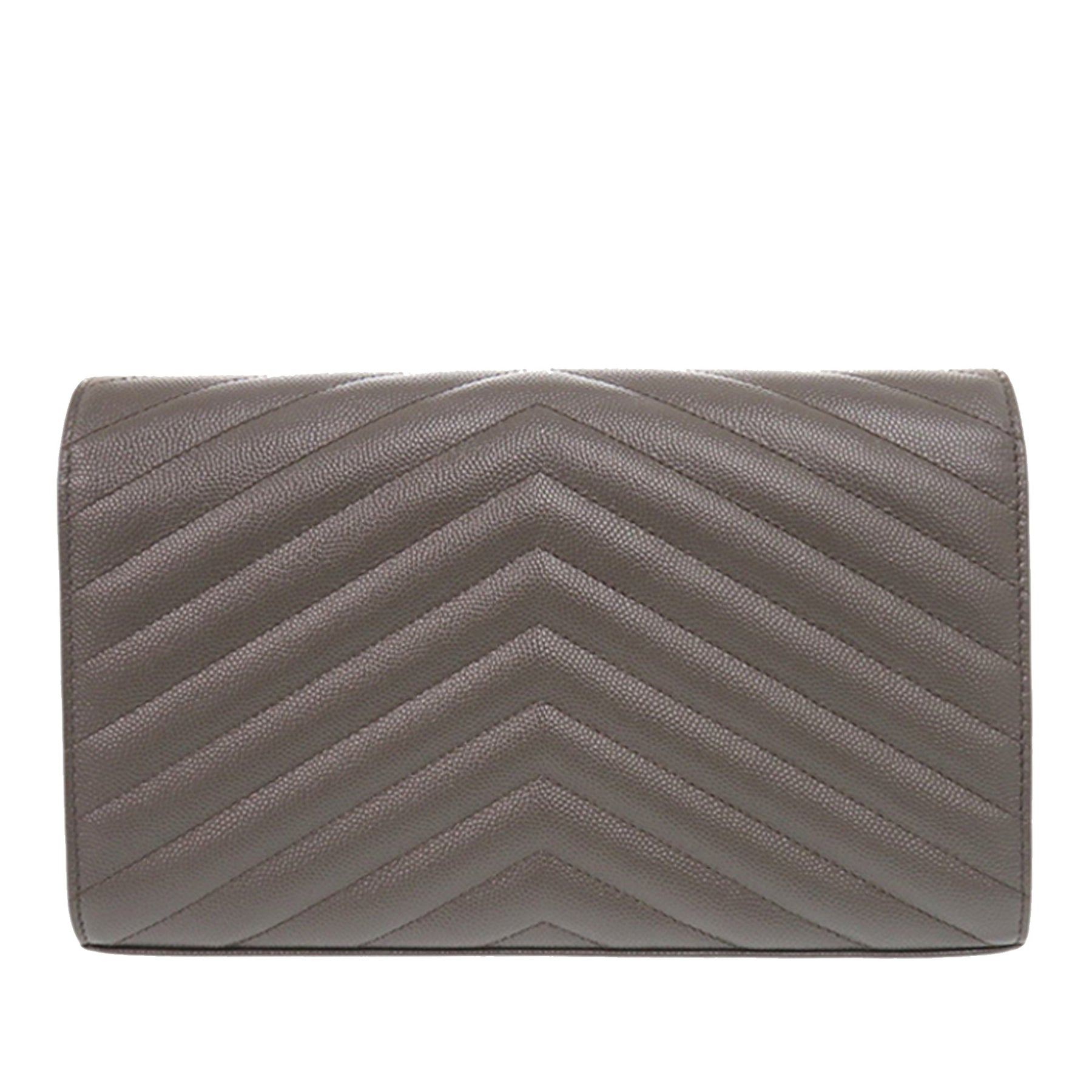 Saint Laurent Grain De Poudre Matelasse Chevron Classic Cassandre Chain Wallet