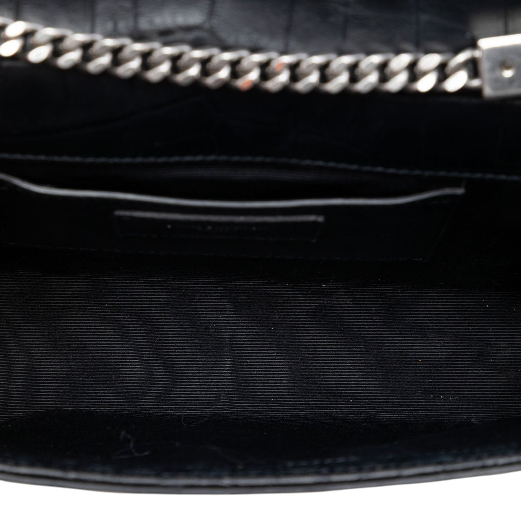 Saint Laurent Medium Croc Embossed Leather Kate Tassel Crossbody