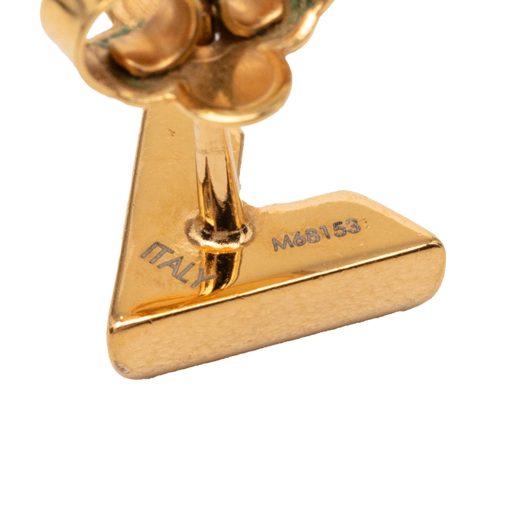 Louis Vuitton Gold Plated Essential V Stud Earrings