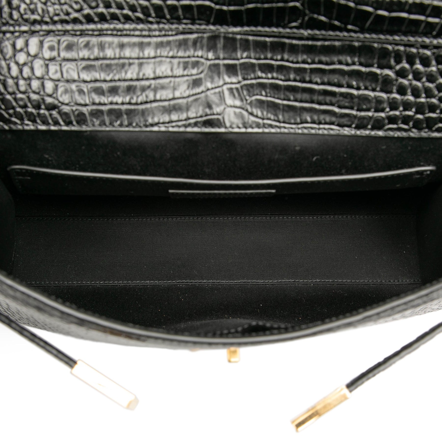 Saint Laurent Medium Shiny Croc Embossed Manhattan Shoulder Bag