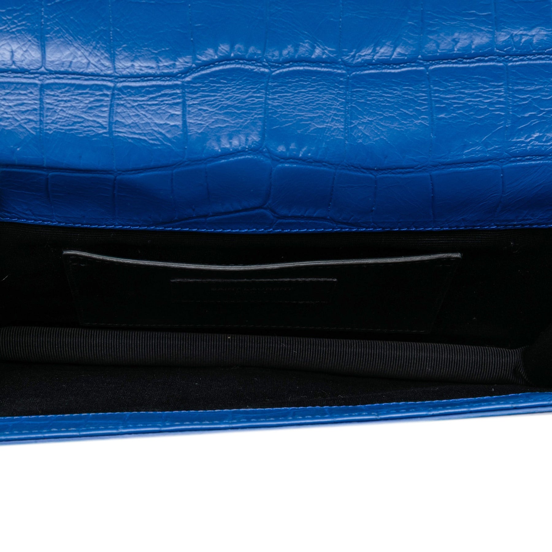 Saint Laurent Croc Embossed Monogram Kate Clutch