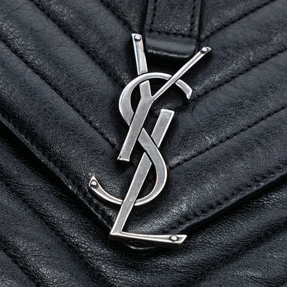 Saint Laurent Medium Chevron Sheepskin Monogram College Satchel