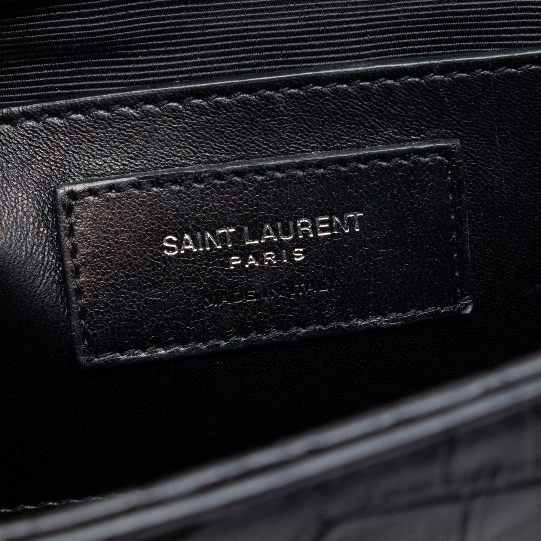 Saint Laurent Medium Croc Embossed Leather Kate Tassel Crossbody
