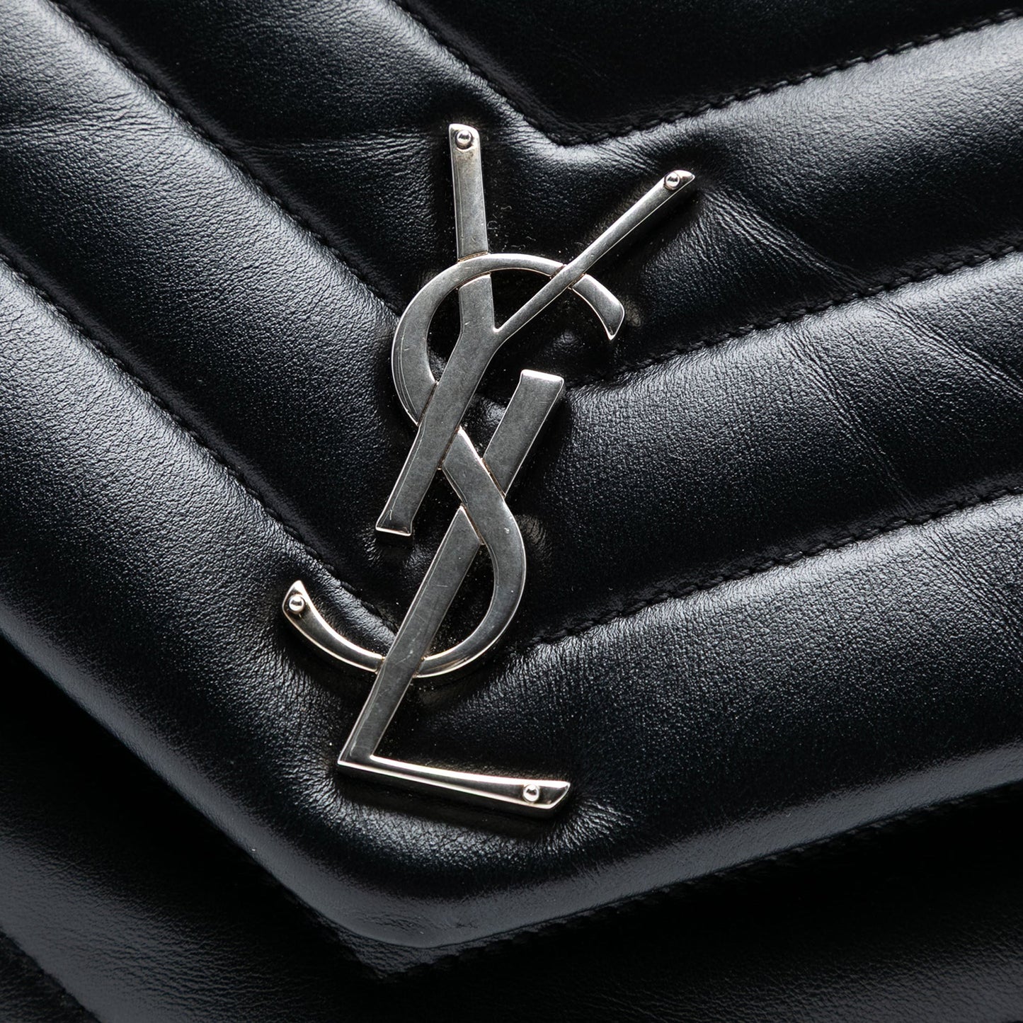 Saint Laurent Medium Chevron Leather Monogram LouLou Shoulder Bag