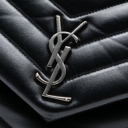 Saint Laurent Medium Chevron Leather Monogram LouLou Shoulder Bag
