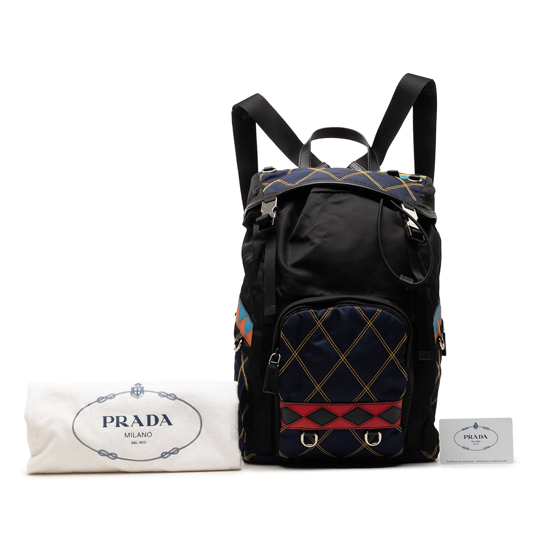 Prada Tessuto Impunturato Double Buckle Backpack