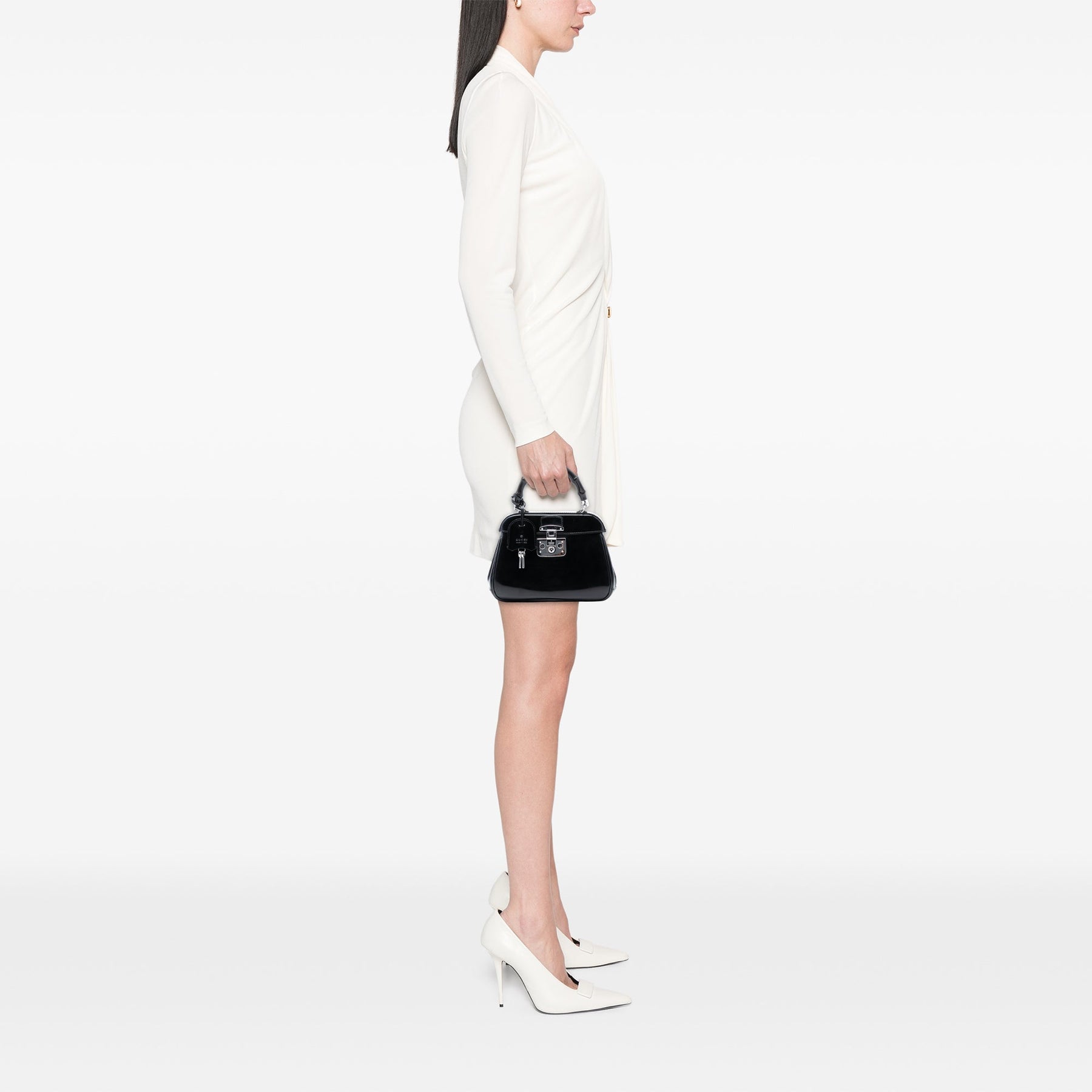 Gucci Mini Polished Leather Bamboo Lady Lock Top Handle Bag
