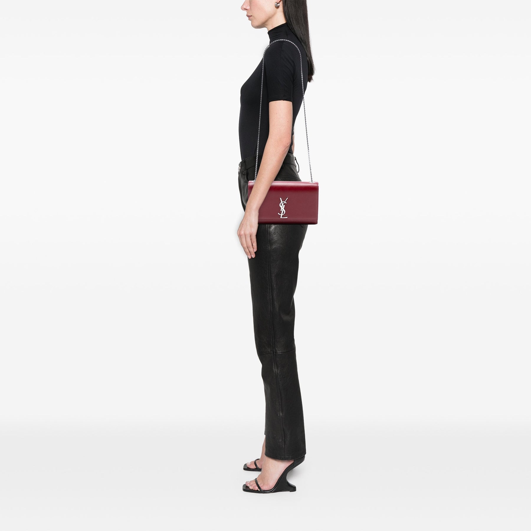 Saint Laurent Medium Grain De Poudre Monogram Kate Crossbody