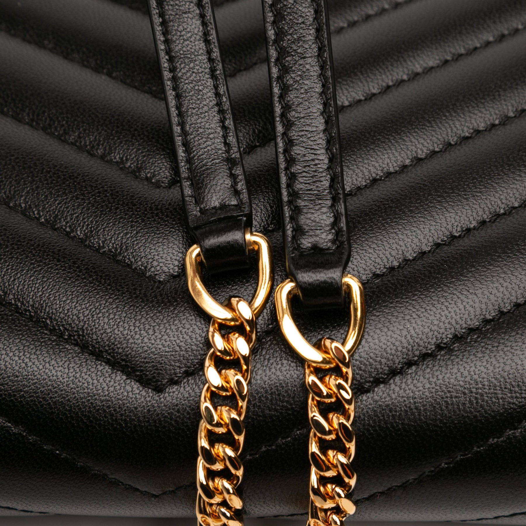 Saint Laurent Chevron Leather Cassandre Envelope Chain Wallet