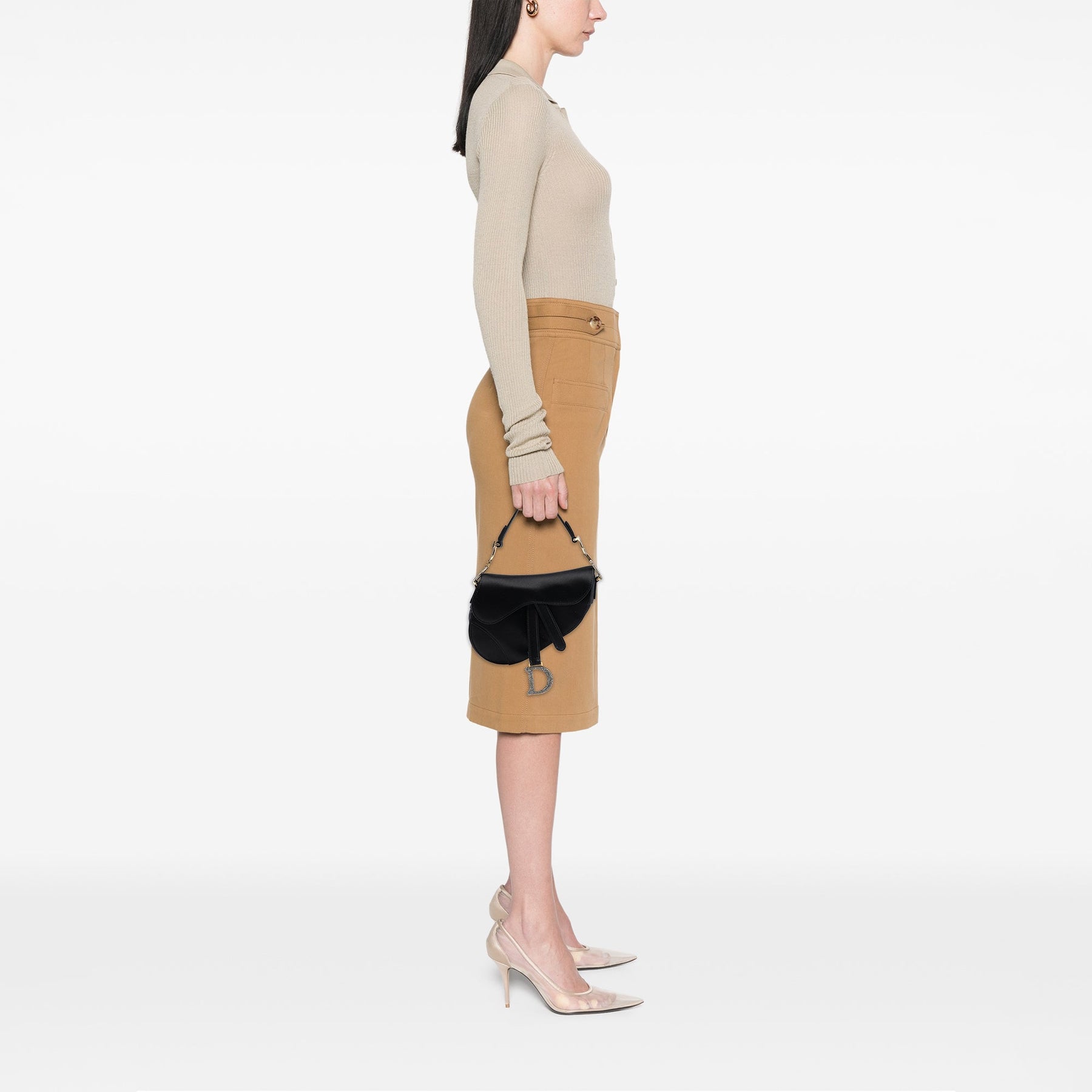 Dior Mini Satin Crystal Embellished Saddle Bag