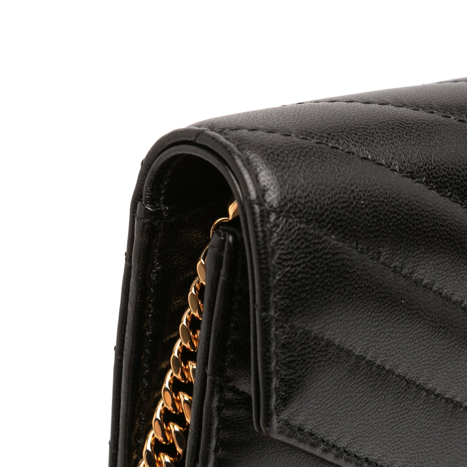 Saint Laurent Chevron Leather Cassandre Envelope Chain Wallet