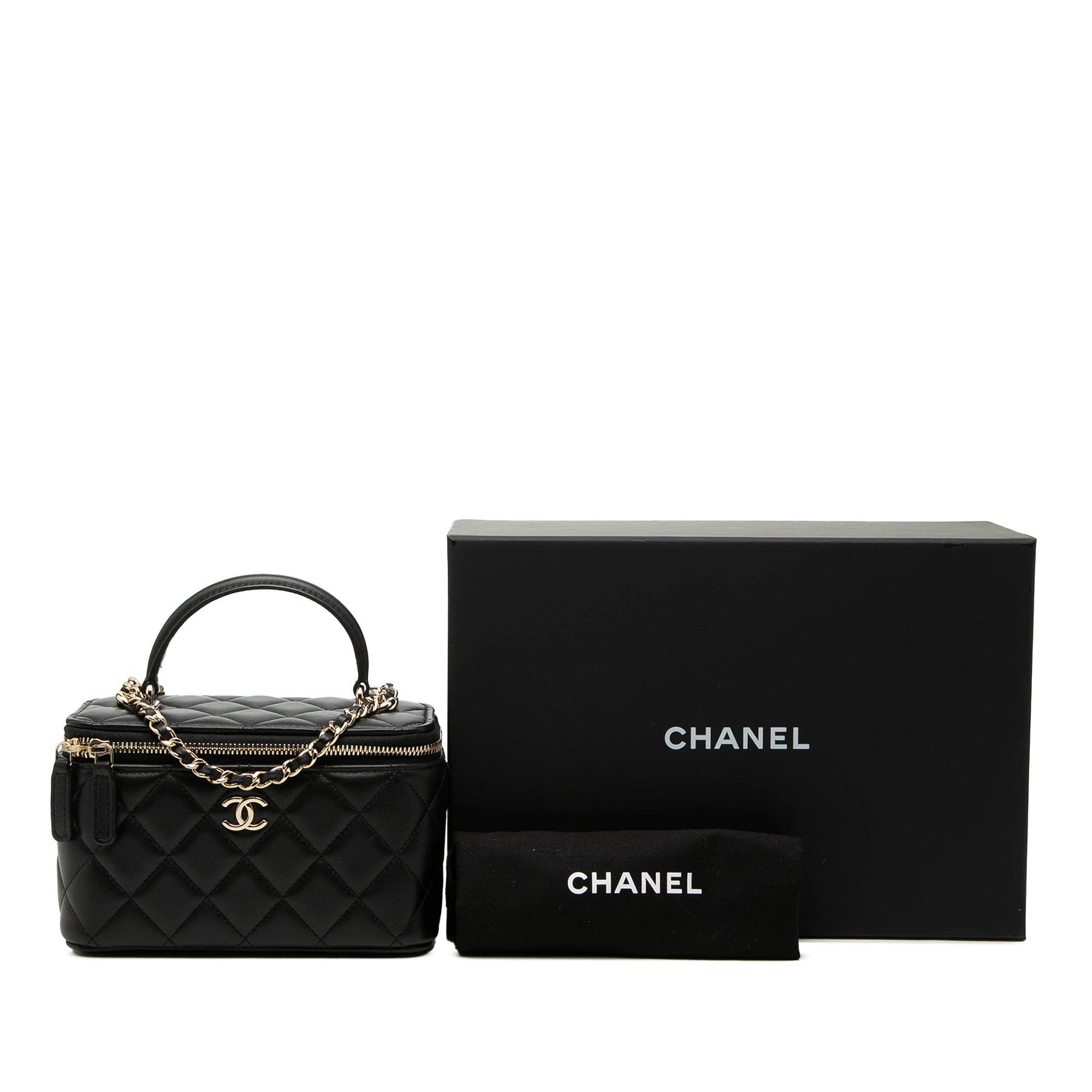 Chanel Small Lambskin Top Handle Vanity Case with Chain