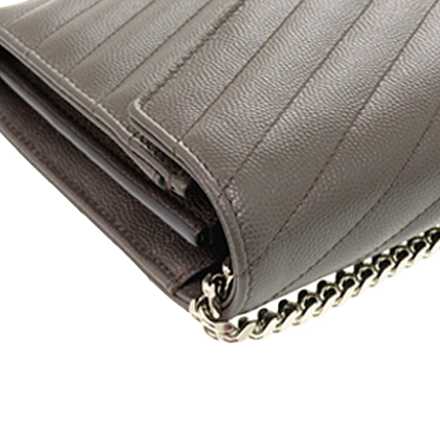 Saint Laurent Grain De Poudre Matelasse Chevron Classic Cassandre Chain Wallet