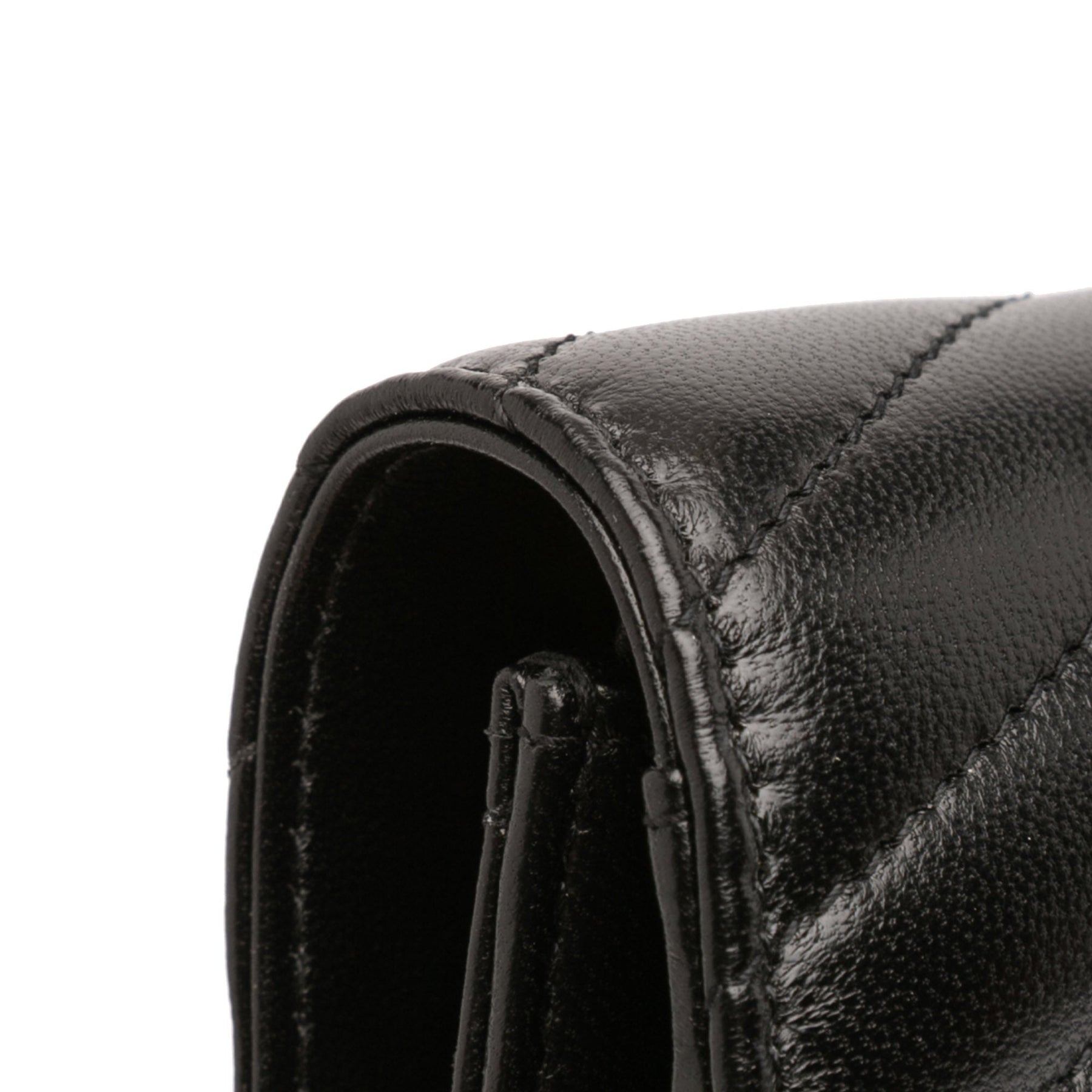 Saint Laurent Chevron Leather Cassandre Envelope Chain Wallet